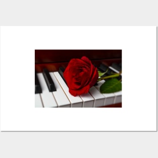 Romantic Red Rose With Dew Posters and Art